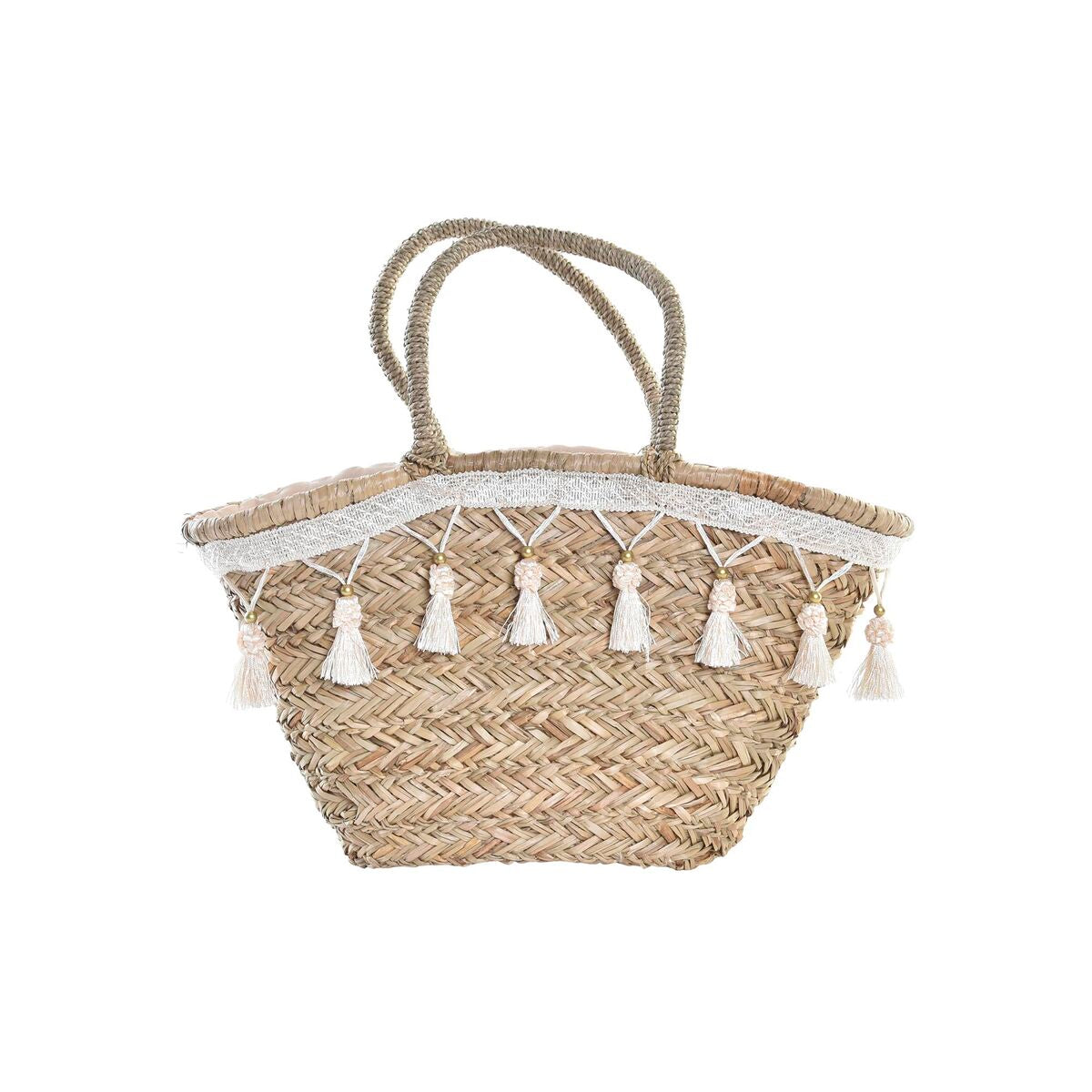 Sac DKD Home Decor Blanc Multicouleur Naturel Métal 59 x 16 x 30 cm