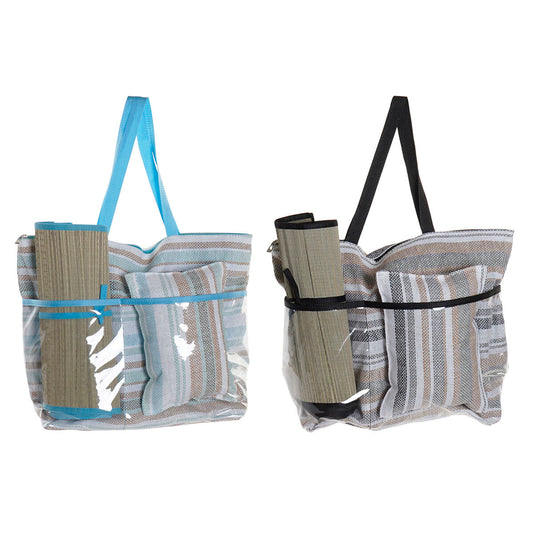 Sac de plage DKD Home Decor 44 x 23 x 62 cm Toile Gris Bleu Marron Vert PVC (2 Unités)