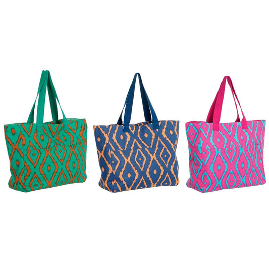 Sac de plage DKD Home Decor Bleu Vert Orange Fuchsia 55 x 14 x 35 cm (3 Unités)