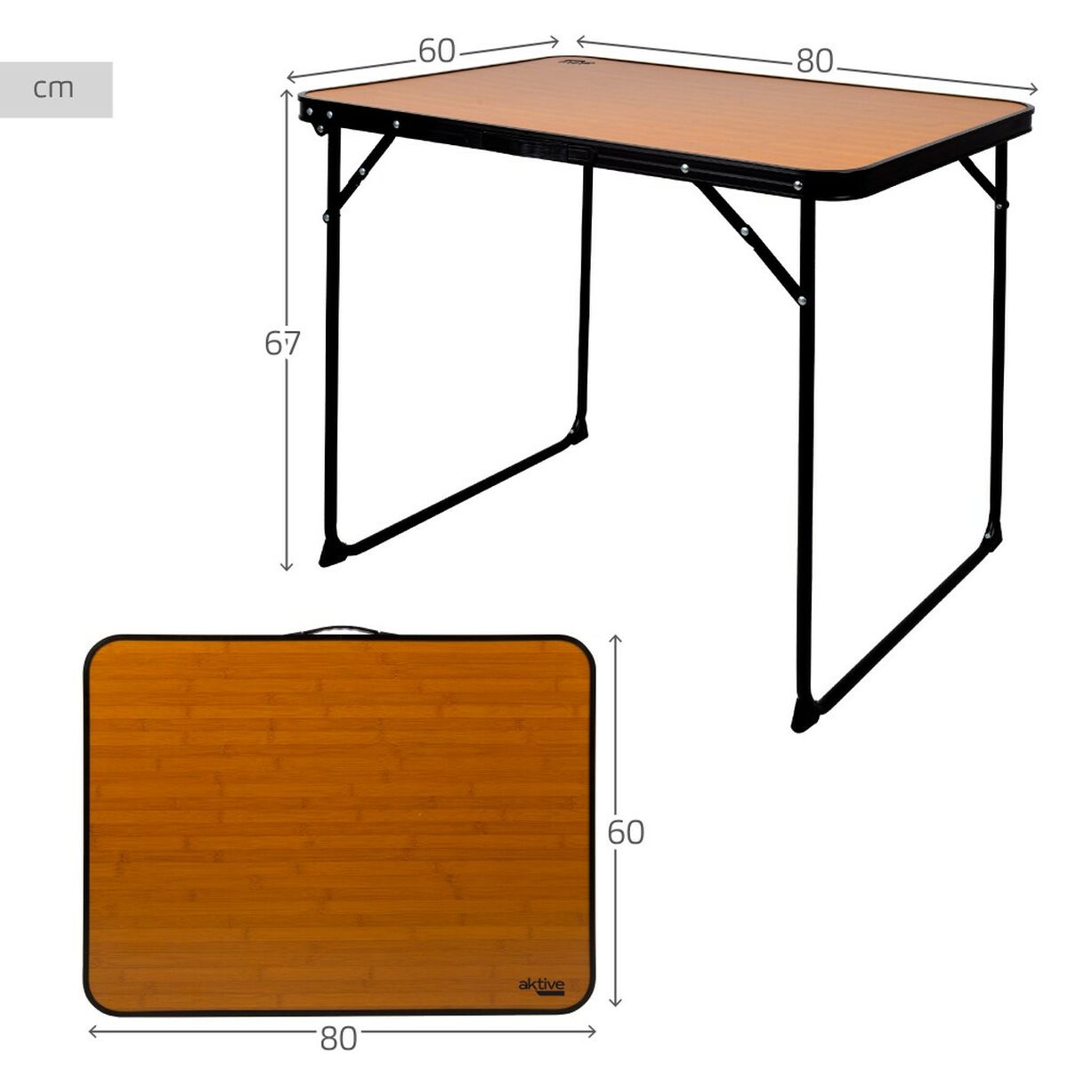 Table Piable Aktive De Camping Bambou 80 x 67 x 60 cm