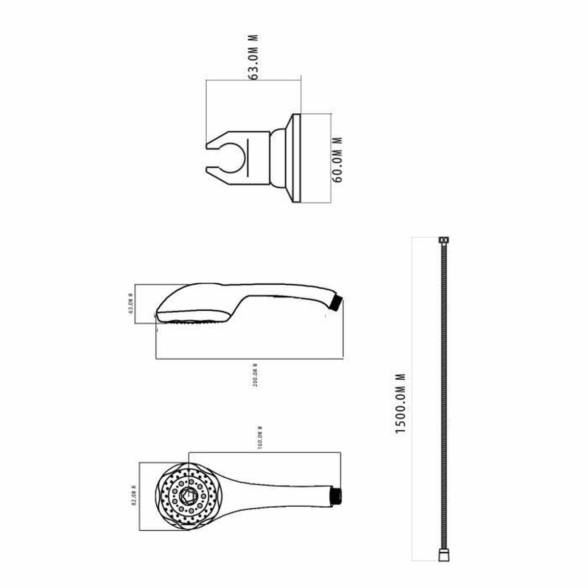 Douchette avec tube d'écoulement Rousseau Heko Stop'O Acier inoxydable 150 cm 5 Positions