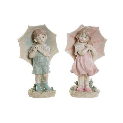 Figurine Décorative DKD Home Decor 28 x 20 x 48,5 cm Bleu Rose Enfant (2 Unités)