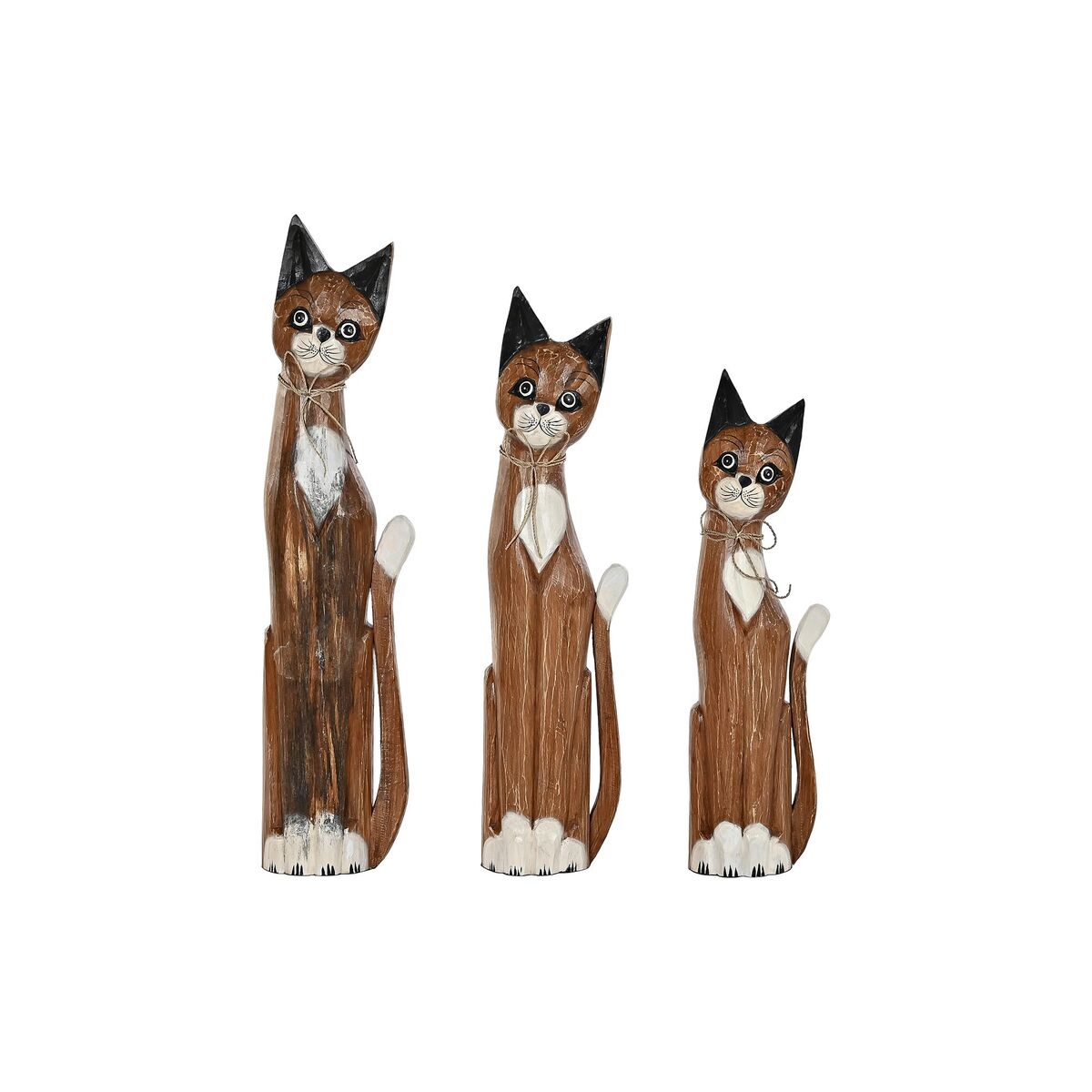 Figurine Décorative DKD Home Decor Blanc Marron Chats 21 x 7 x 80 cm 17 x 6 x 80 cm