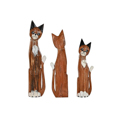 Figurine Décorative DKD Home Decor Blanc Marron Chats 21 x 7 x 80 cm 17 x 6 x 80 cm