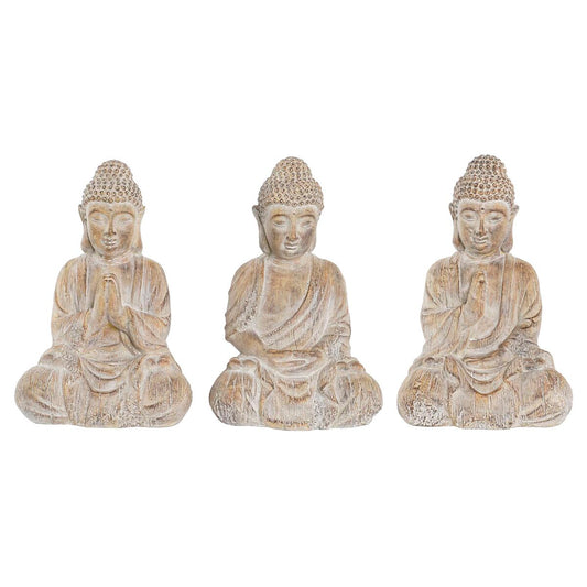 Figurine Décorative DKD Home Decor 30,5 x 24 x 45 cm Doré Marron Buda Oriental (3 Pièces)