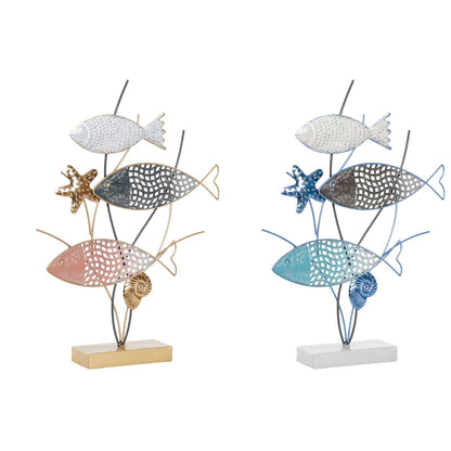 Figurine Décorative DKD Home Decor 39,5 x 8 x 55,5 cm Bleu Corail Multicouleur Spirales (2 Unités)