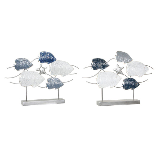 Figurine Décorative DKD Home Decor 63 x 9 x 44 cm Gris Bleu Blanc Spirales (2 Unités)