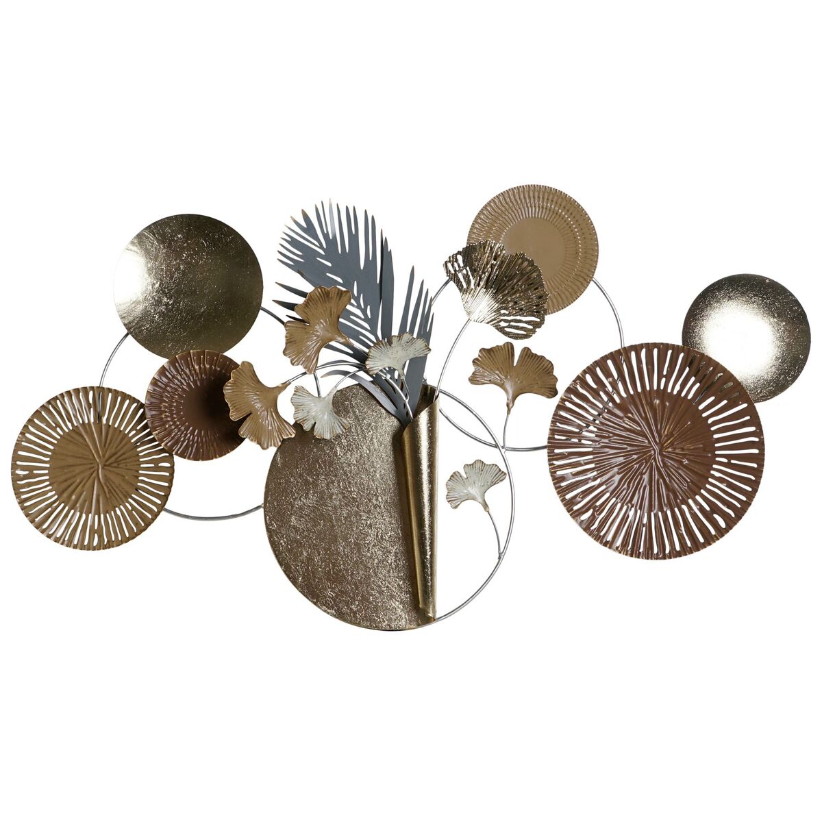 Figurine Décorative DKD Home Decor 90 x 8,3 x 49 cm Gris Doré Cuivre Cercles