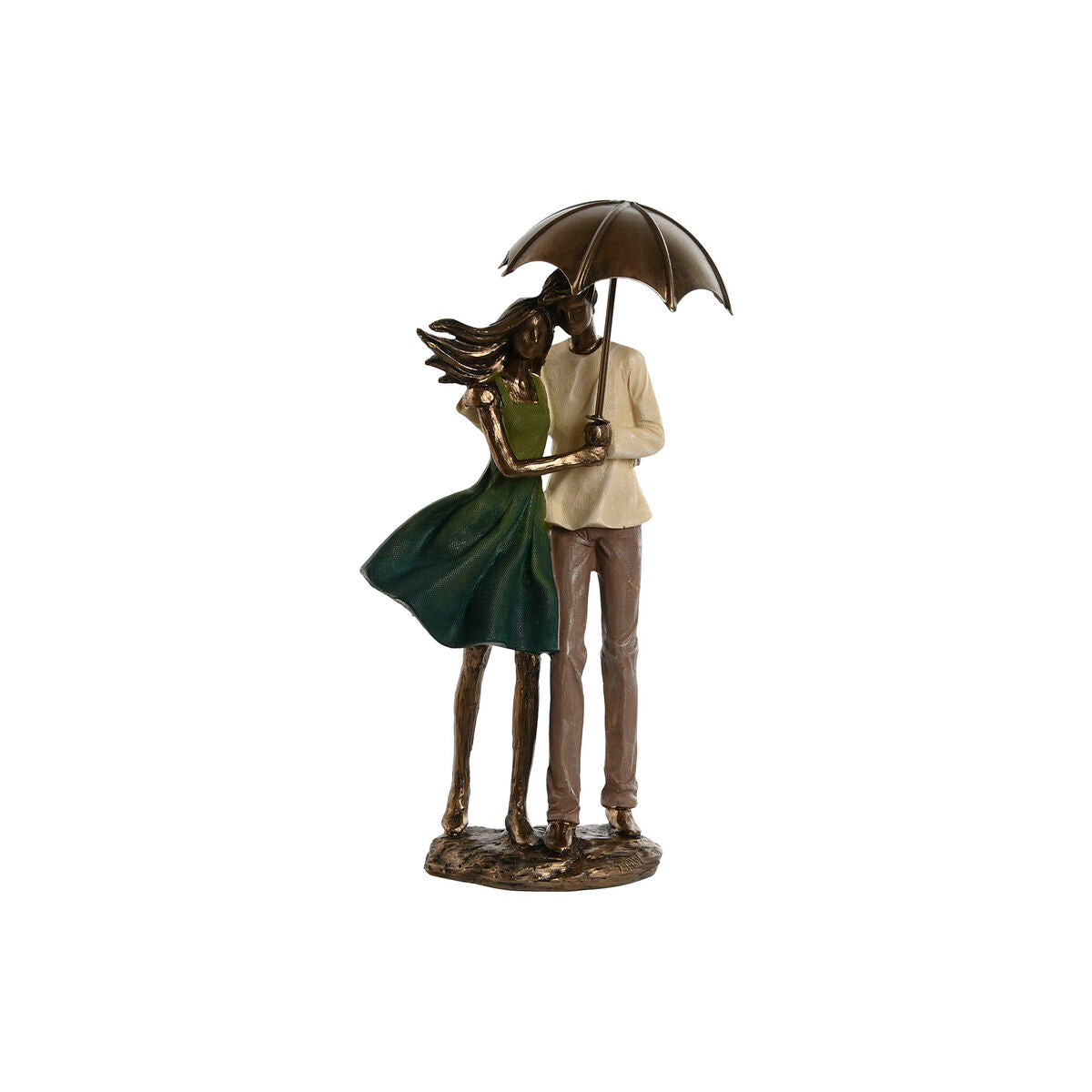 Figurine Décorative Home ESPRIT Vert Doré Couple 12,5 x 8 x 25,5 cm