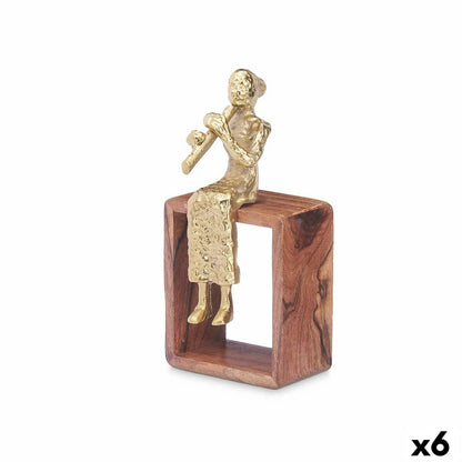 Figurine Décorative Flûte à Bec Marron Bois Métal 13 x 27 x 13 cm