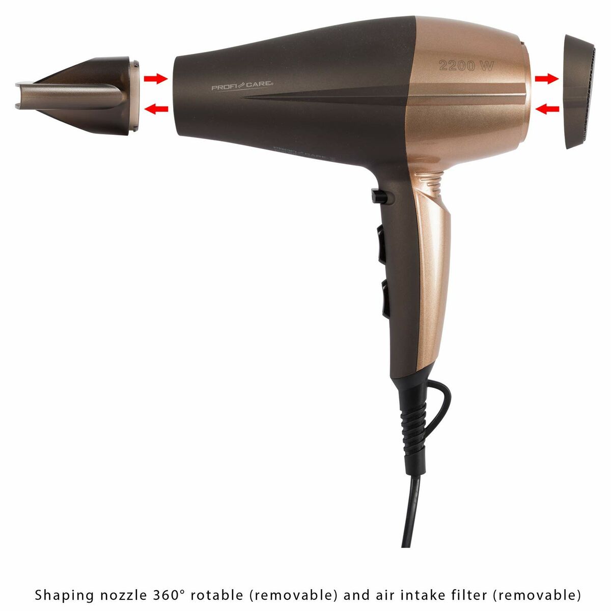 Sèche-cheveux ProfiCare PC-HT 3010 Marron Bronze Monochrome 2200 W