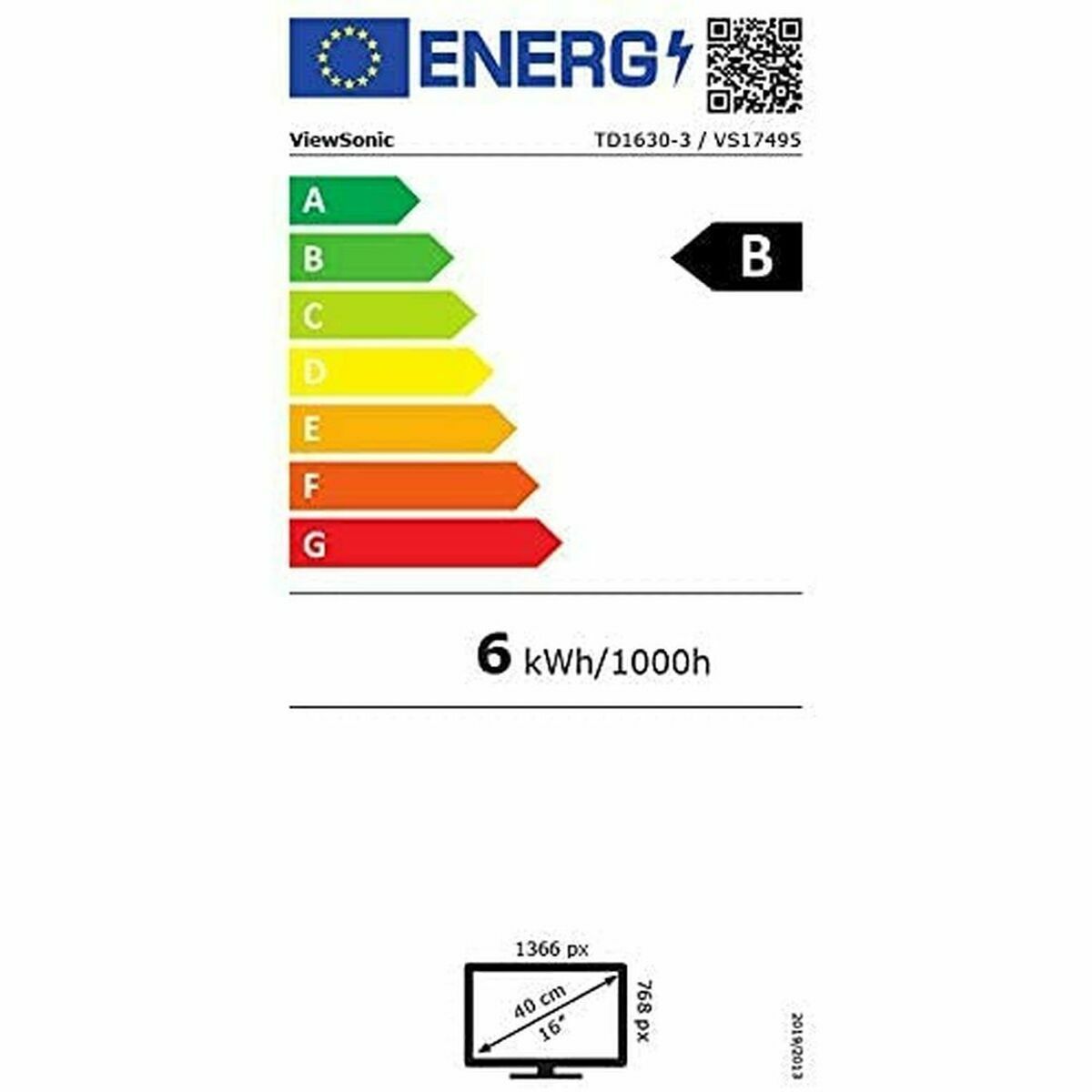 Écran ViewSonic TD1630-3 LED 15,6" Tactile HD LCD 16"