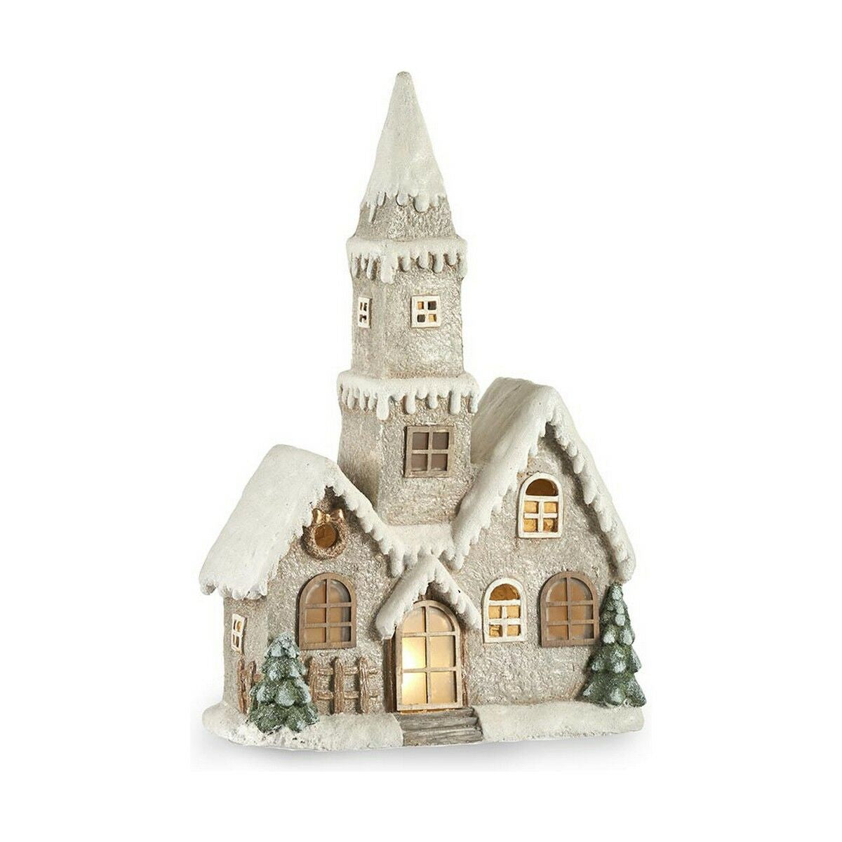 Figurine Décorative Gris Musique Noël Lumière LED Maison 21 x 77 x 48 cm Marron Blanc Vert Magnésium