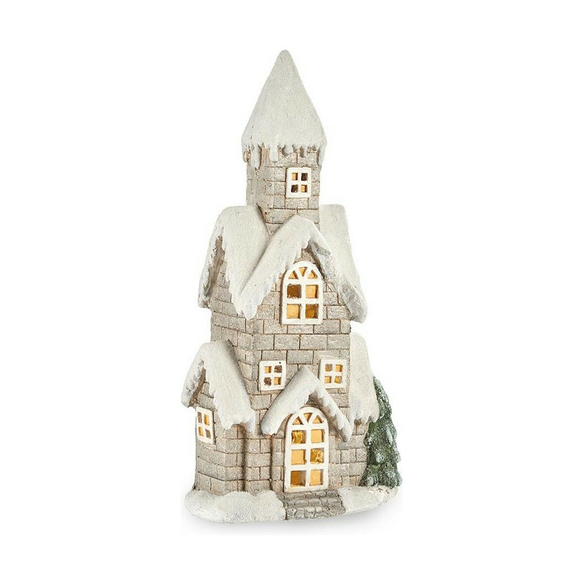 Figurine Décorative Gris Musique Noël Lumière LED Maison 15 x 53 x 25 cm Blanc Vert Magnésium