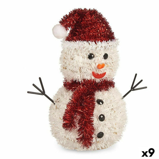 Figurine Décorative Bonhomme de Neige guirlande Blanc Rouge polypropylène PET 24 x 26 x 14 cm (9 Unités)