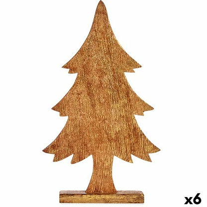 Figurine Décorative Sapin de Noël Doré Bois 5,1 x 49,5 x 25,5 cm (6 Unités)