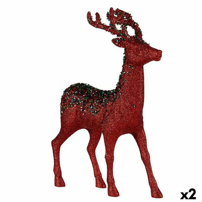 Figurine Décorative renne de noël Rouge Plastique 15 x 45 x 30 cm (2 Unités)