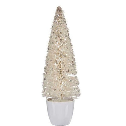 Figurine Décorative Sapin de Noël Blanc Plastique 10 x 33 x 10 cm (6 Unités)