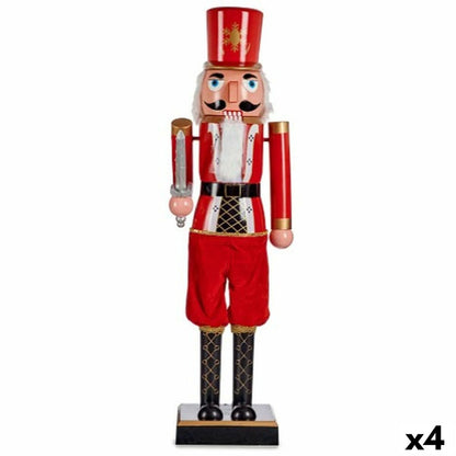 Figurine Décorative Casse-Noisette Noir Rouge Plastique 13 x 60 x 14,5 cm (4 Unités)