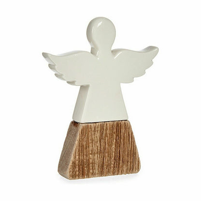 Figurine Décorative Ange Blanc Marron Bois Céramique 2,5 x 18 x 15 cm (6 Unités)