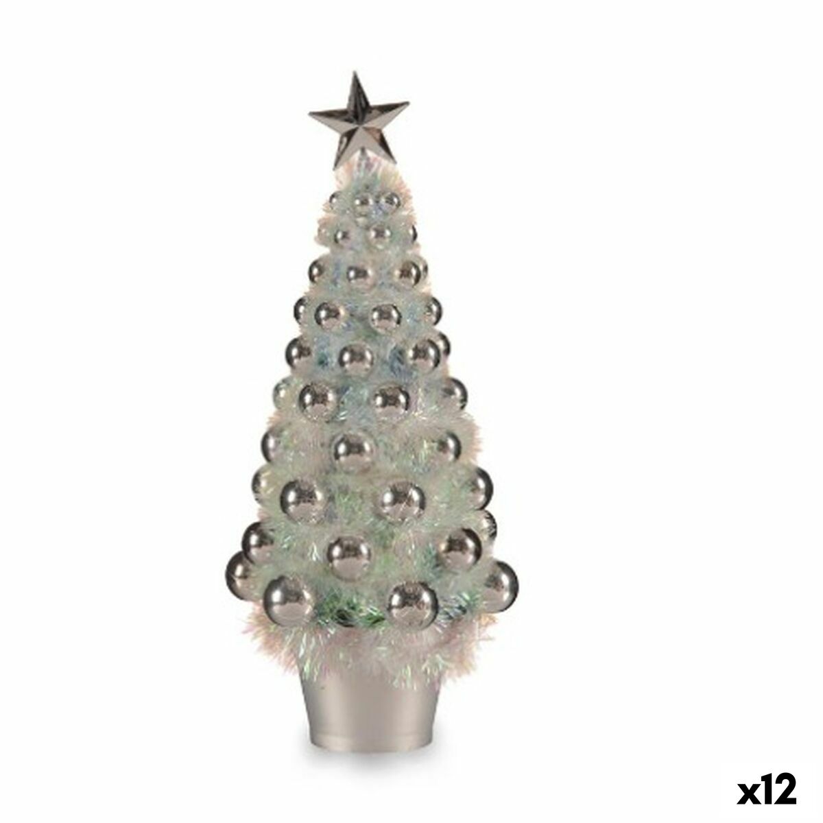 Figurine Décorative Sapin de Noël Argenté polypropylène PET 16 x 37,5 x 16 cm (12 Unités)