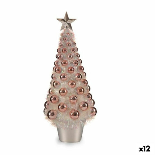 Figurine Décorative Sapin de Noël Rose polypropylène PET 21,5 x 51 x 21,5 cm (12 Unités)