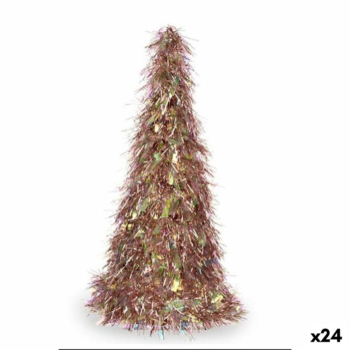 Figurine Décorative Sapin de Noël guirlande Cuivre Fuchsia polypropylène PET 24 x 46 x 24 cm (24 Unités)