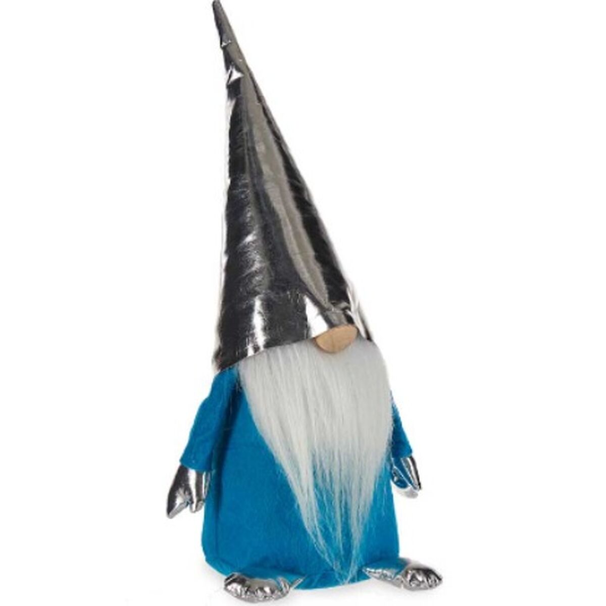 Figurine Décorative Gnome Bleu Blanc Argenté Polyester Bois Sable 12 x 32 x 13 cm (24 Unités)