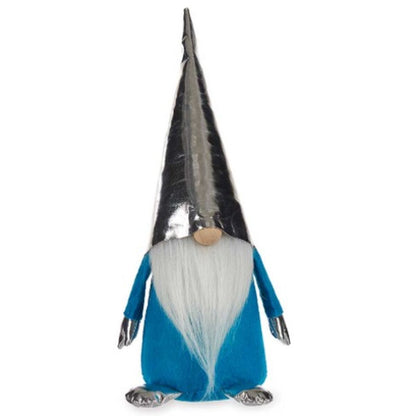 Figurine Décorative Gnome Bleu Blanc Argenté Polyester Bois Sable 12 x 32 x 13 cm (24 Unités)