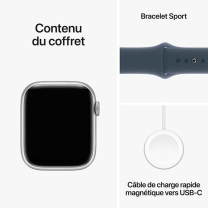 Montre intelligente Apple Series 9 Bleu Argenté 45 mm