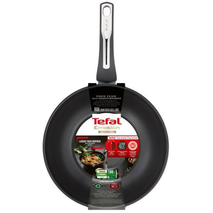 TEFAL E3001904 Emotion poêle wok 28cm, revêtement anti-adhésif, tous feux dont induction