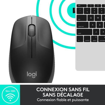 LOGITECH - Souris sans fil ergonomique M190 - Noir