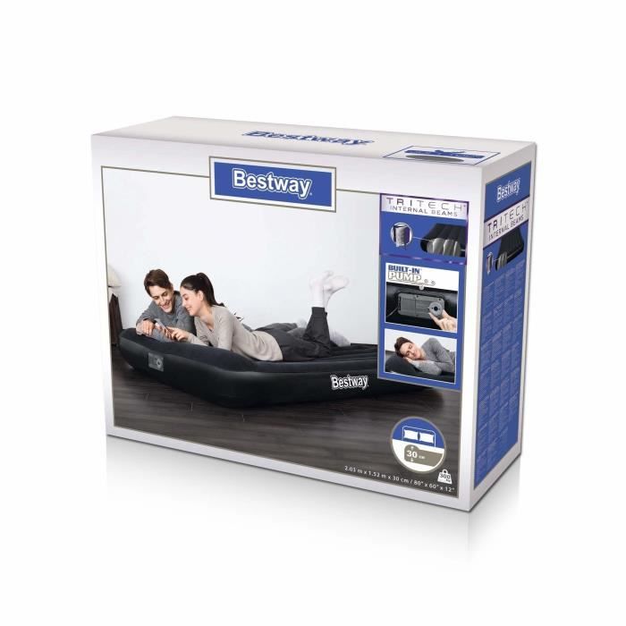 Lit gonflable - BESTWAY - Matelas 2 places - 203 x 152 x 30 cm - Pompe électrique intégrée