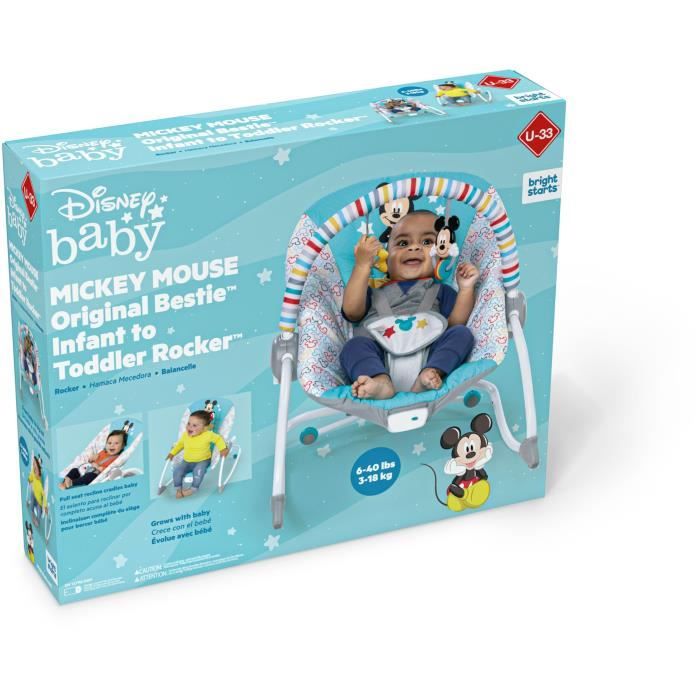 BRIGHT STARTS Transat Disney baby Mickey - Evolutif - 61 x 86 x 71 cm - Bleu - Des la naissance