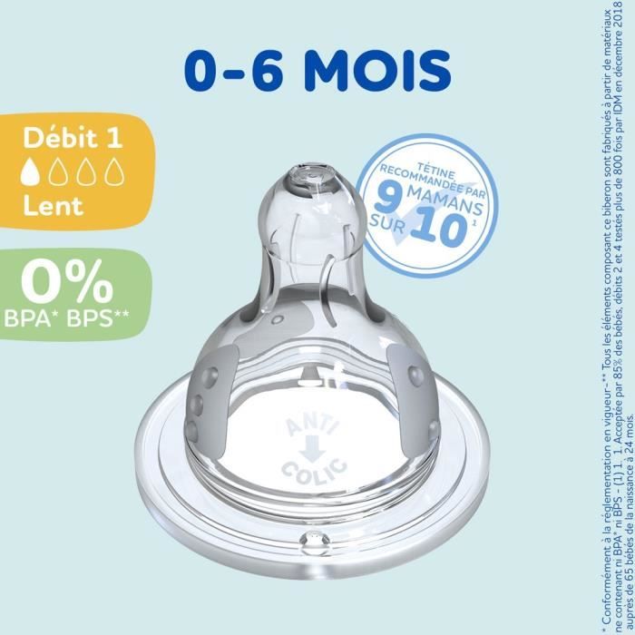 Lot de 4 tétines rondes DODIE Initiation - Débit 1