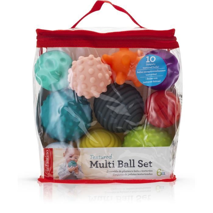 INFANTINO Set de 10 balles sensorielles multicolores