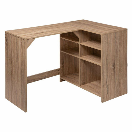 Bureau 5five 6 Etagères Forme en L Naturel Bois 110 x 75 x 69 cm