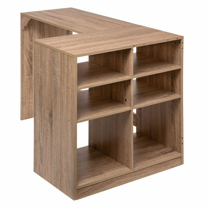 Bureau 5five 6 Etagères Forme en L Naturel Bois 110 x 75 x 69 cm