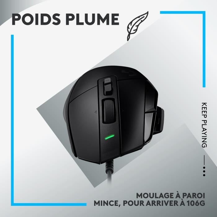 Logitech - G502 X Souris Gaming Filaire - LIGHTFORCE boutons primaires hybrides optique-mécanique, capteur gaming HERO 25K - Noir