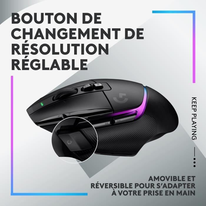 Logitech - G502 X PLUS LIGHTSPEED Souris Gaming RVB Sans Fil - Boutons hybrides LIGHTFORCE, Capteur gaming HERO 25K - Noir