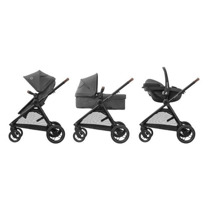 MAXI-COSI Poussette 3 en 1 ZeliaS iSize-Nacelle+Siege auto Cabriofix S iSize+Sac a langer+habillage pluie.De naissance jusqu'a 22Kg