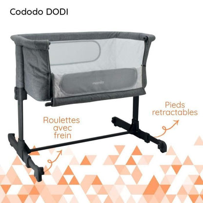 Lit bébé cododo NANIA DODI - Lit d'appoint 2 en 1 - Ultra confort matelas 4cm d'épaisseur - L 80 x l 42 cm