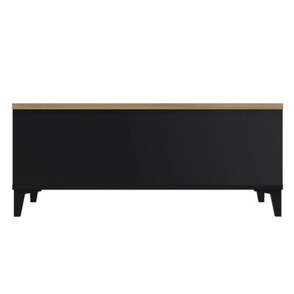 Table Basse avec Plateau Relevable - Noir/Chene - L 100 x P 50/72 x H 42/55 cm - EVAN