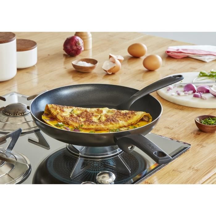 TEFAL B5540602 Easy Cook&Clean Poêle 28 cm, Anti-adhésive, Tous feux sauf Induction, Thermo-Signal, Cuisson saine