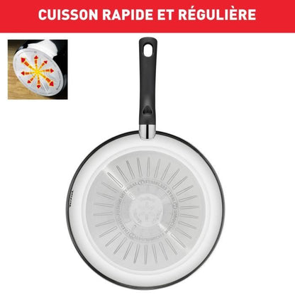 TEFAL B818S804 Delicious Batterie de cuisine inox 8 pieces Casserole, Faitout, 2 Poêles, Louche, Ecumoire, Feutrine protege-poêles