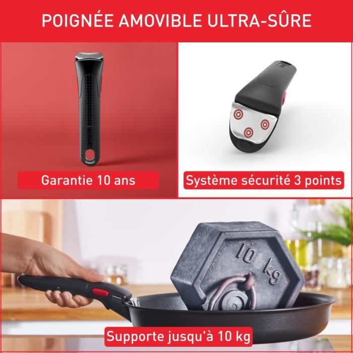 TEFAL INGENIO Batterie de cuisine 13 pcs, Induction, Acier inoxydable, Revêtement anti-adhésif durable, Emotion On L897DS04