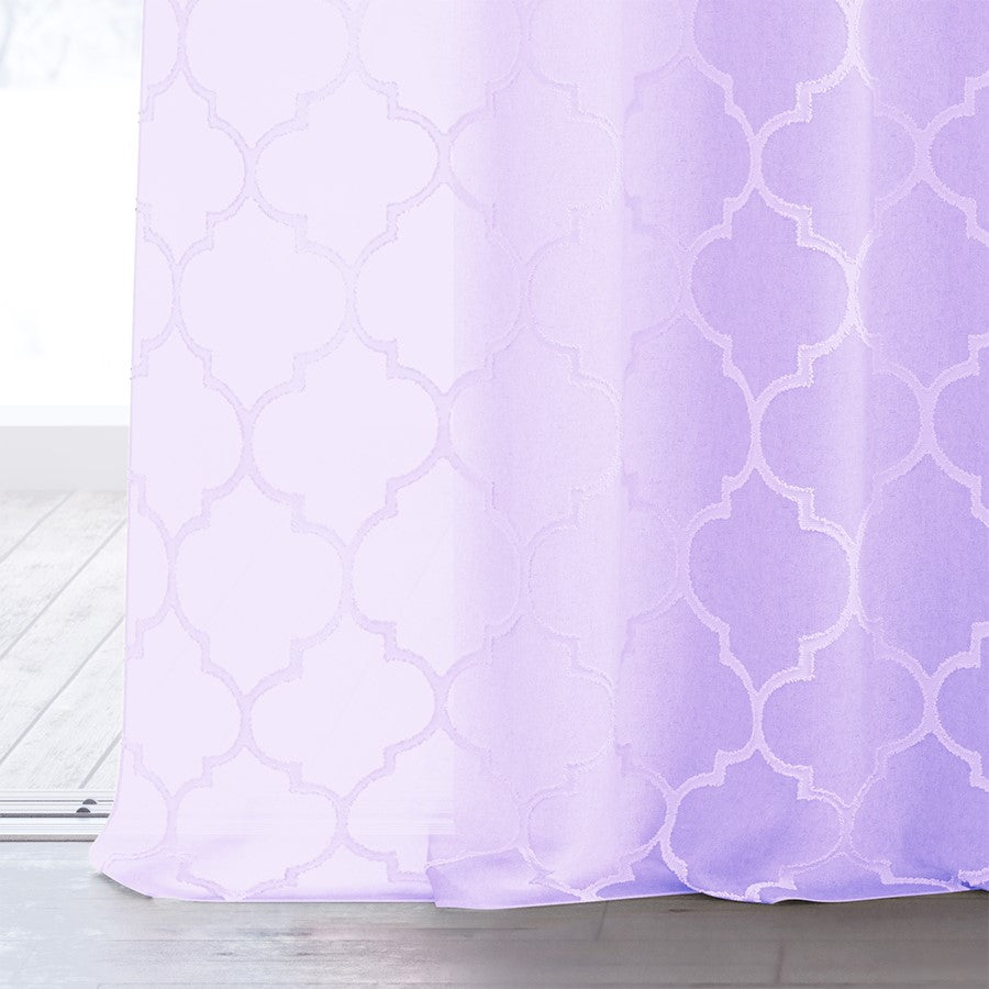 Rideau – voilage DELVA couleur lilas brodé motif boho anneaux voile 140x250 ameliahome