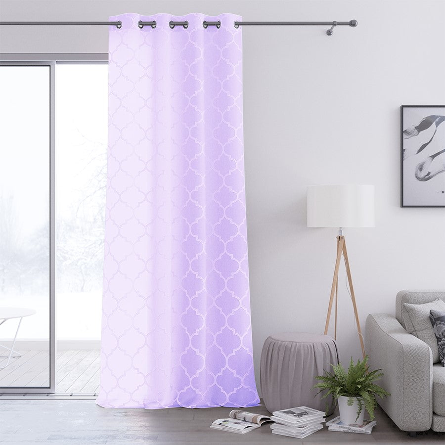 Rideau – voilage DELVA couleur lilas brodé motif boho anneaux voile 140x250 ameliahome