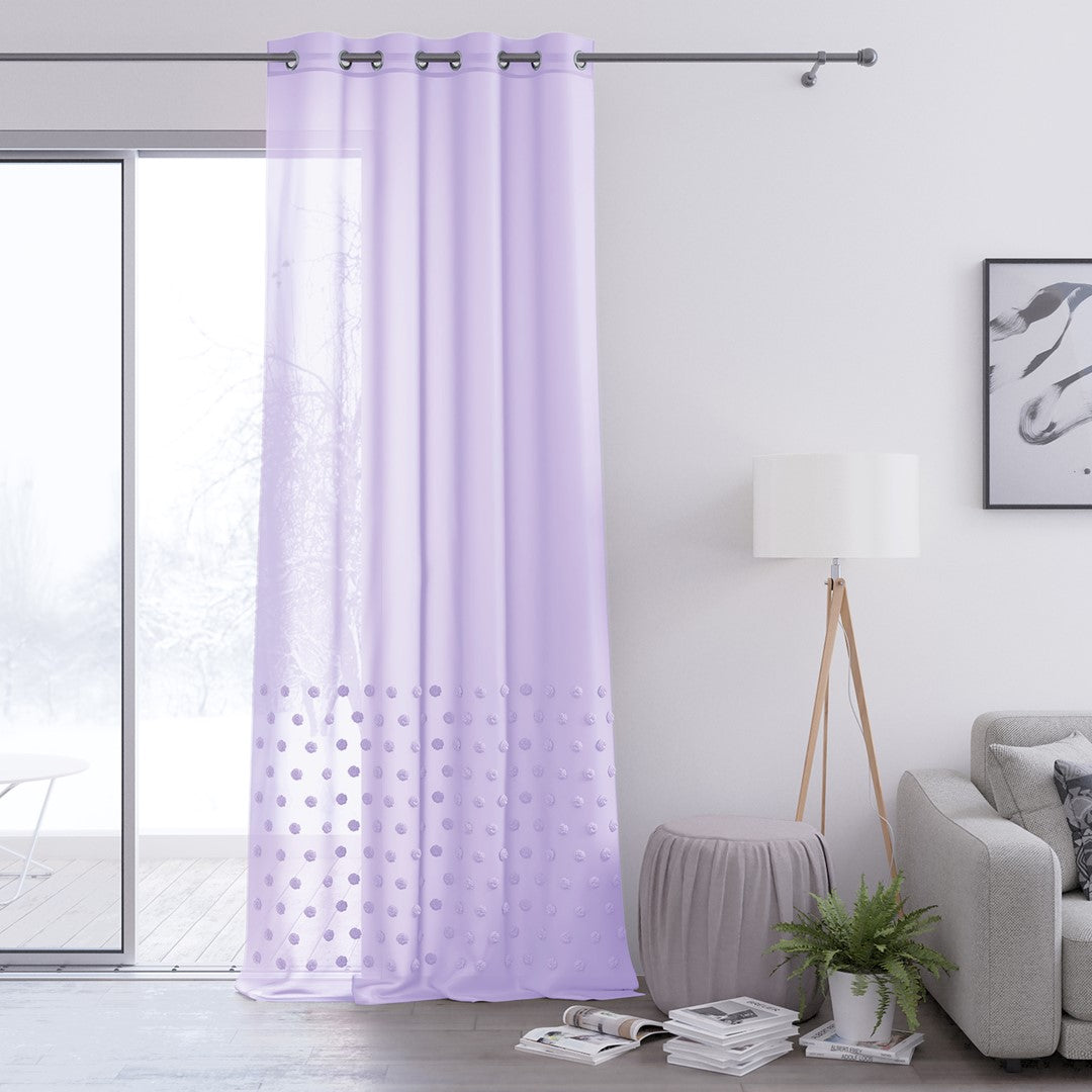 Rideau – voilage LUNARE couleur lilas brodé motif boho anneaux voile 140x250 ameliahome