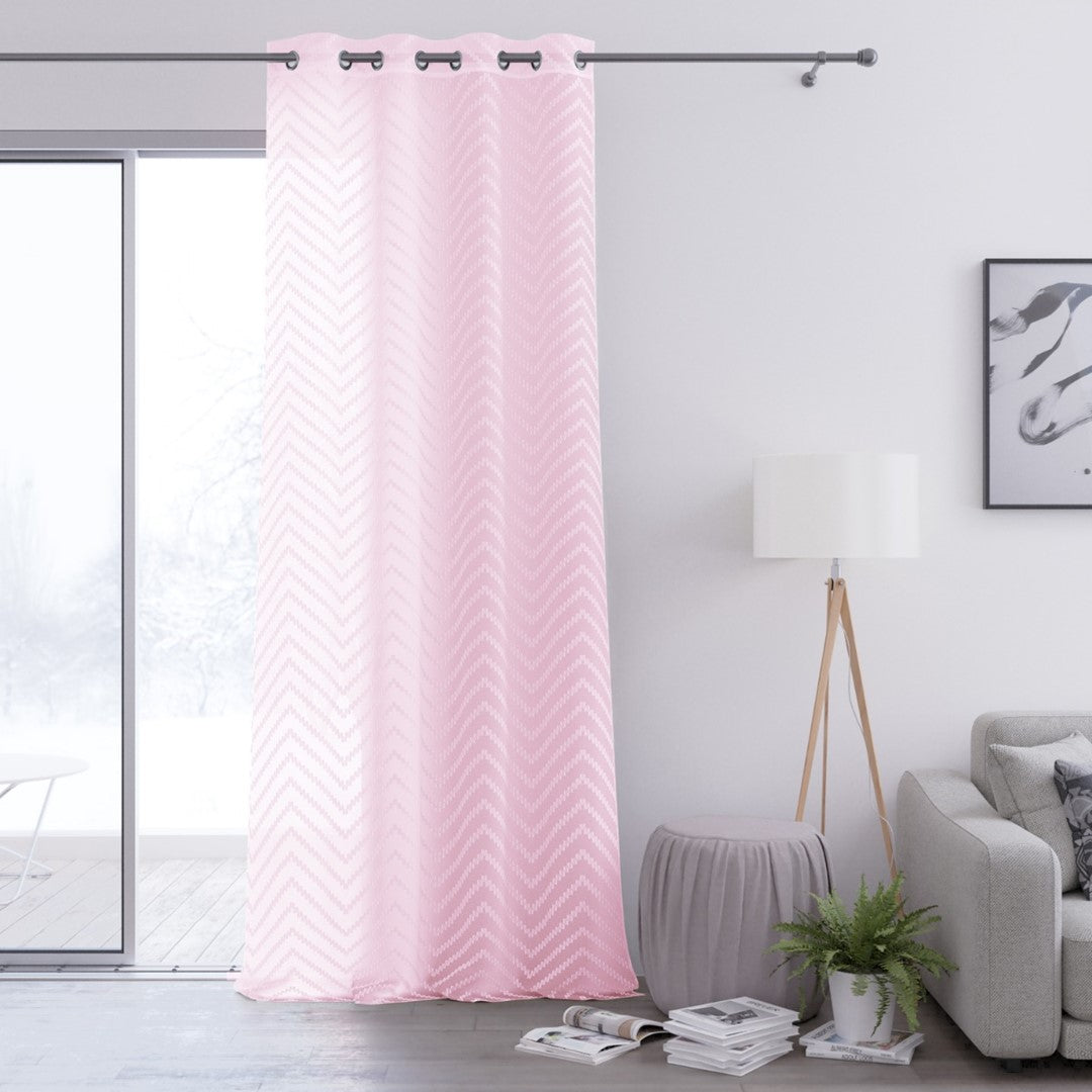 Rideau – voilage MOLISA couleur rose brodé motif boho oeillets d'argent voile 140x250 ameliahome